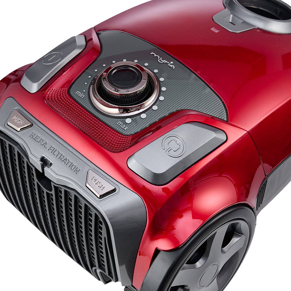 Aspirator cu sac MYRIA MY4538, 3l, 750W, 76dB, rosu-negru 