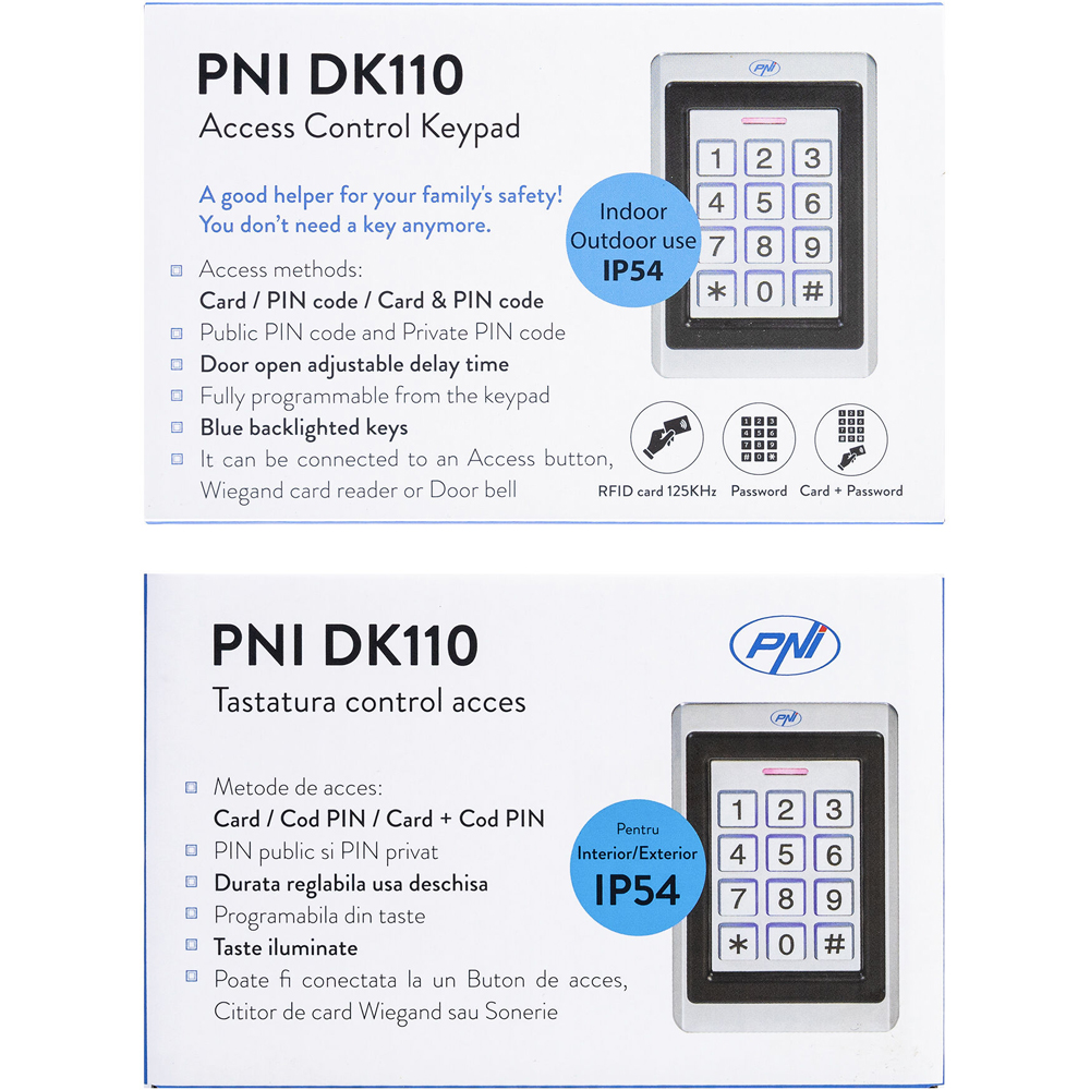 Tastatura control acces PNI DK110 stand alone, exterior si interior, IP54