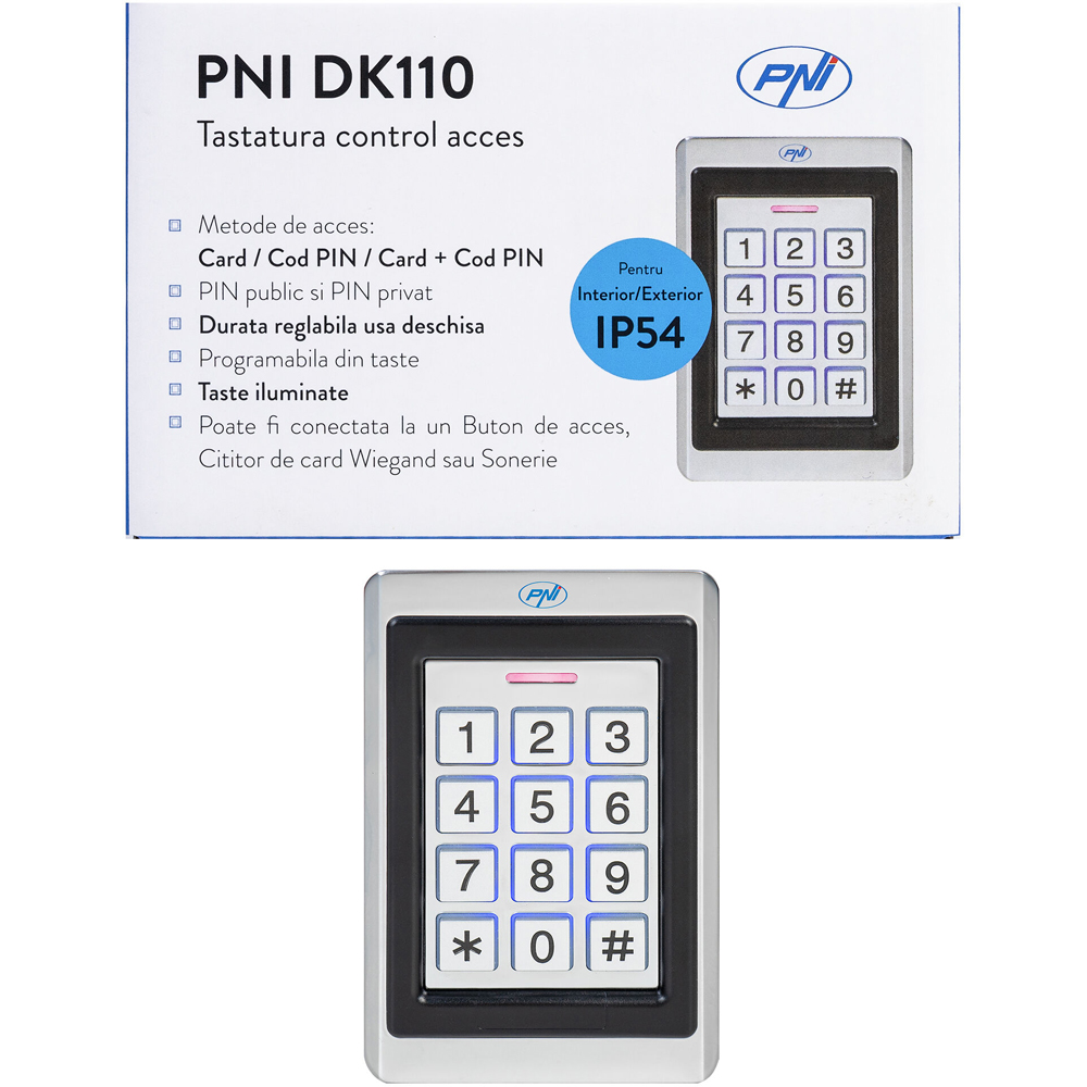 Tastatura control acces PNI DK110 stand alone, exterior si interior, IP54