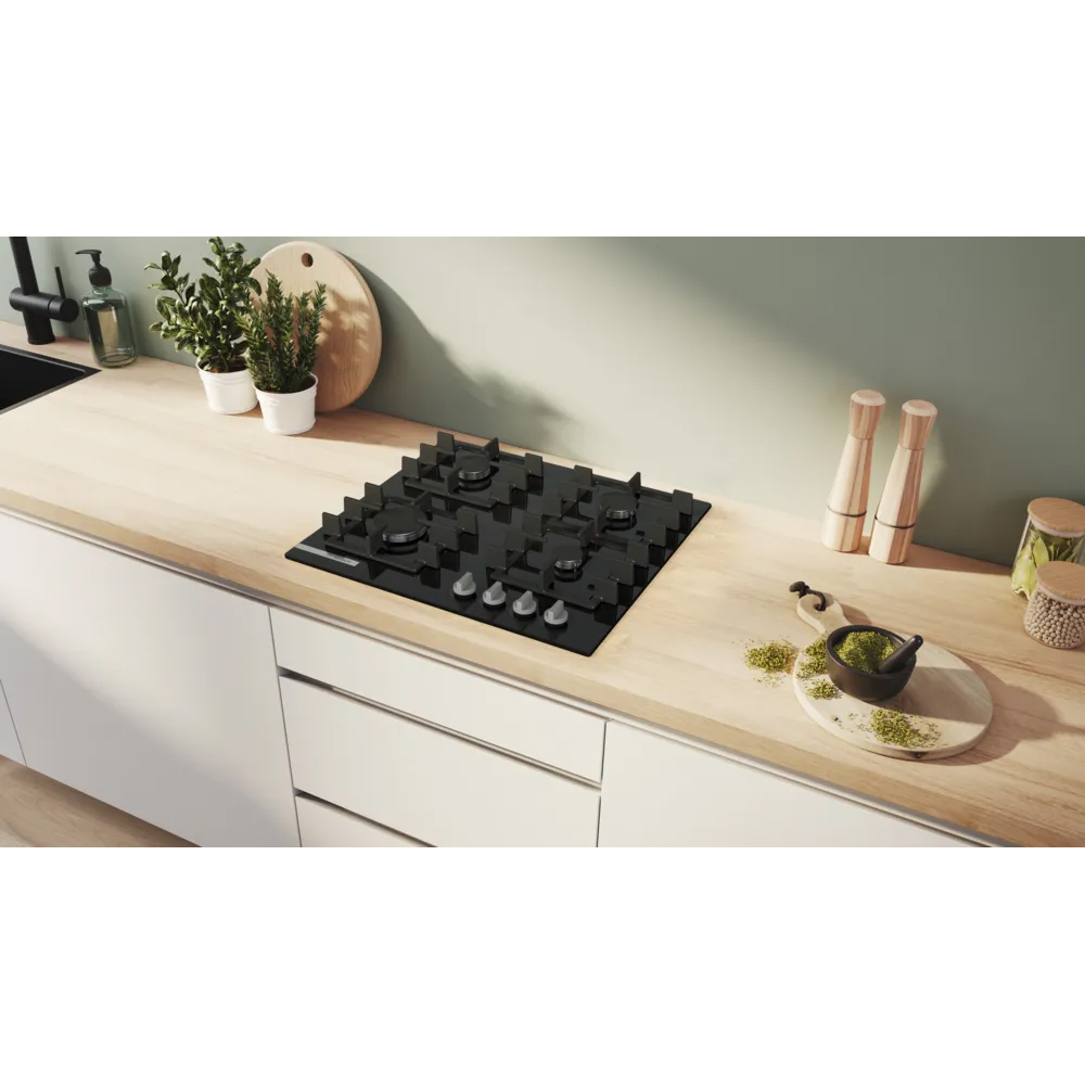 Plita incorporabila BOSCH PNN6B6K40, Gaz, 4 arzatoare, negru