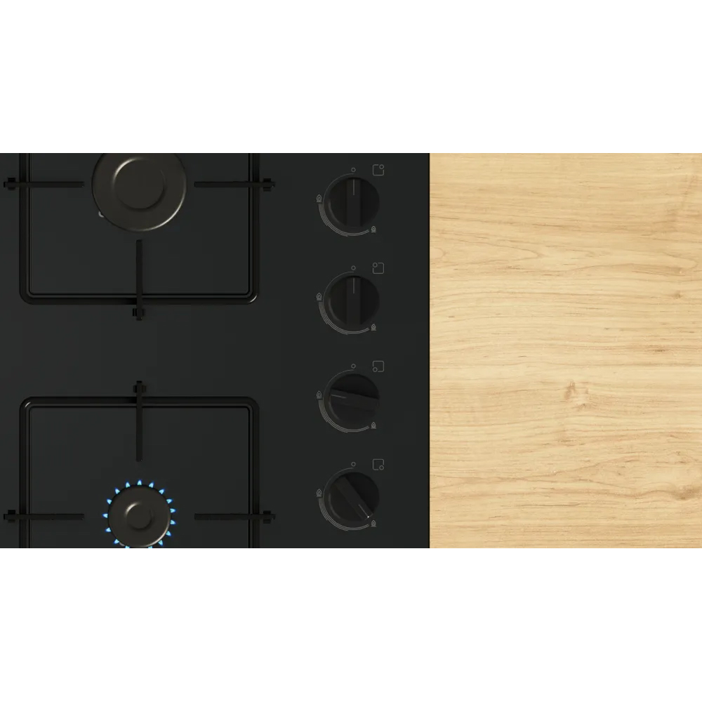 Plita incorporabila BOSCH POH6B6K30, Gaz, 4 arzatoare, Wok, negru