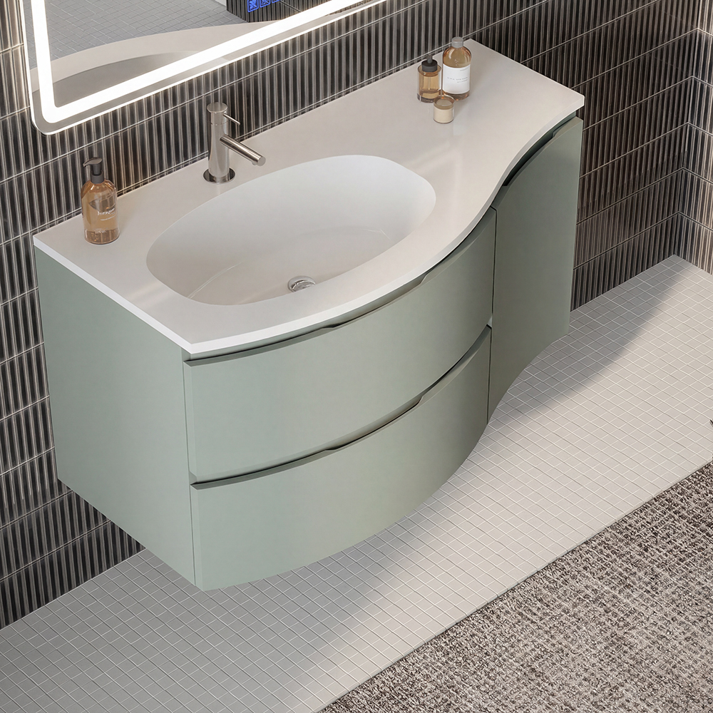 Dulap baie SAVINIDUE Armonia, dreapta, MDF, 36 x 52 x 58 cm, verde mint