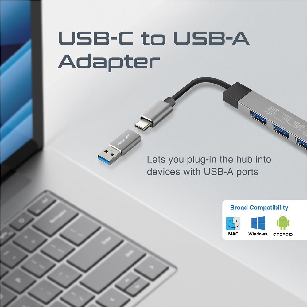 Hub USB PROMATE LiteHub-4, USB 3.0, gri