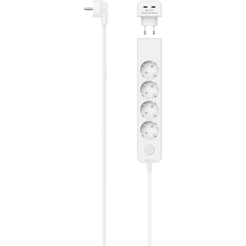 Prelungitor HAMA 223191, 5 prize, adaptor USB, alb
