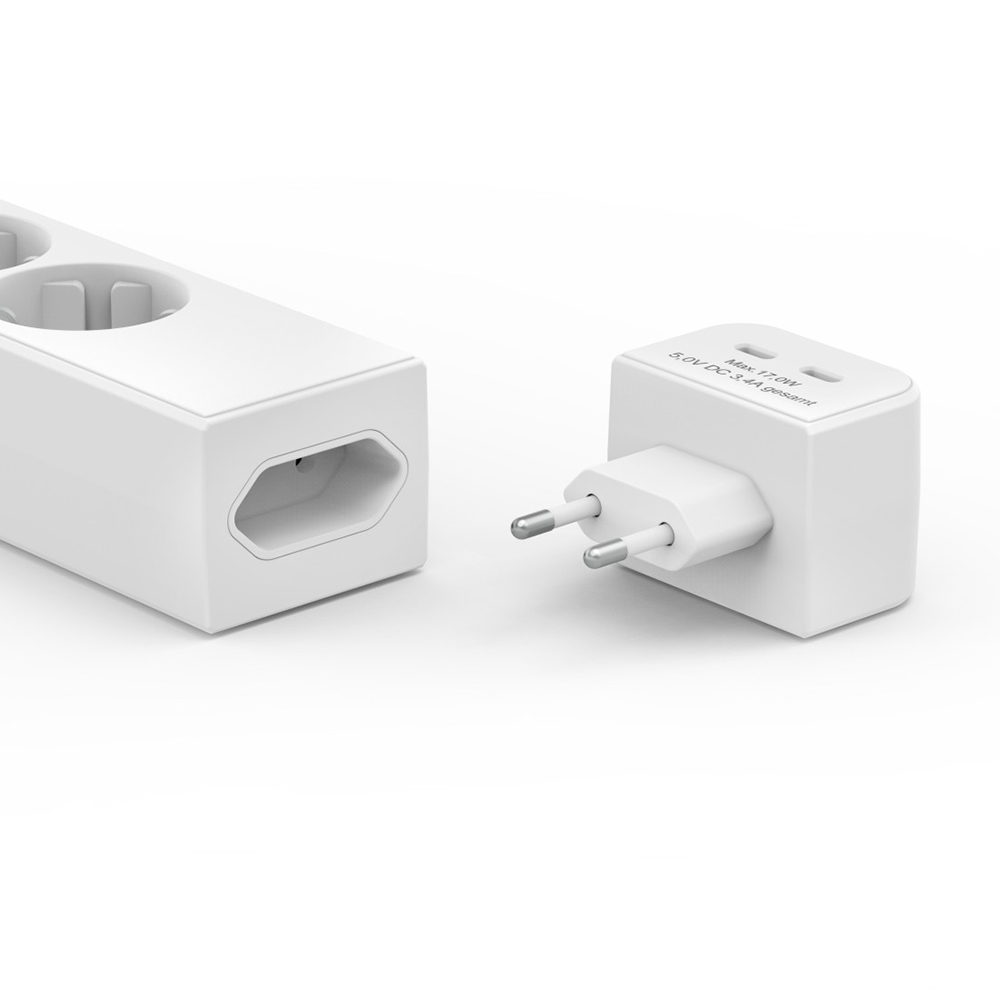Prelungitor HAMA 223191, 5 prize, adaptor USB, alb