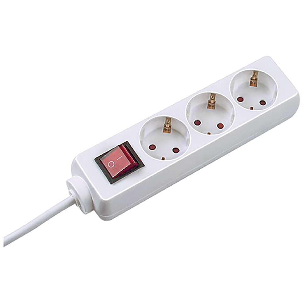 Prelungitor BACHMANN Selly 3842045, 3 prize Schuko, 5m, H05VV-F 3G1mm, intrerupator, alb