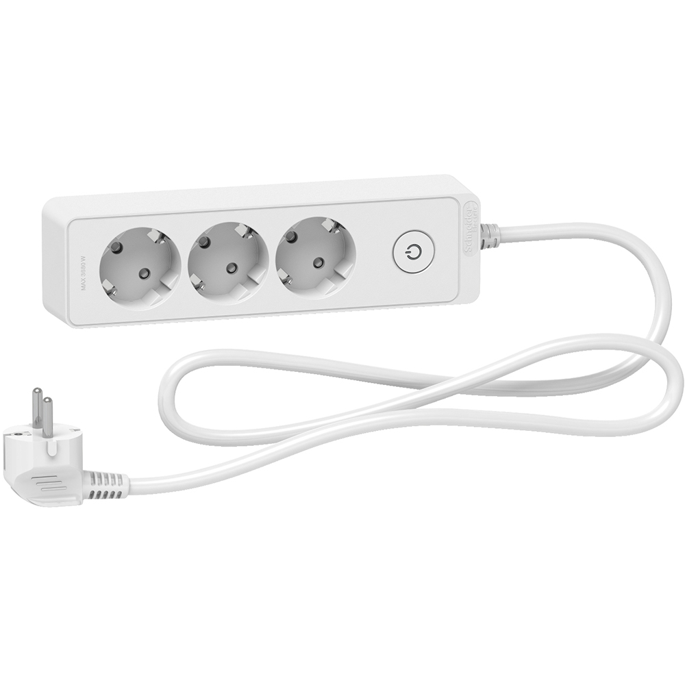 Prelungitor SCHNEIDER Unica ST9431W, 3 prize Schuko, 1.5m, intrerupator, alb