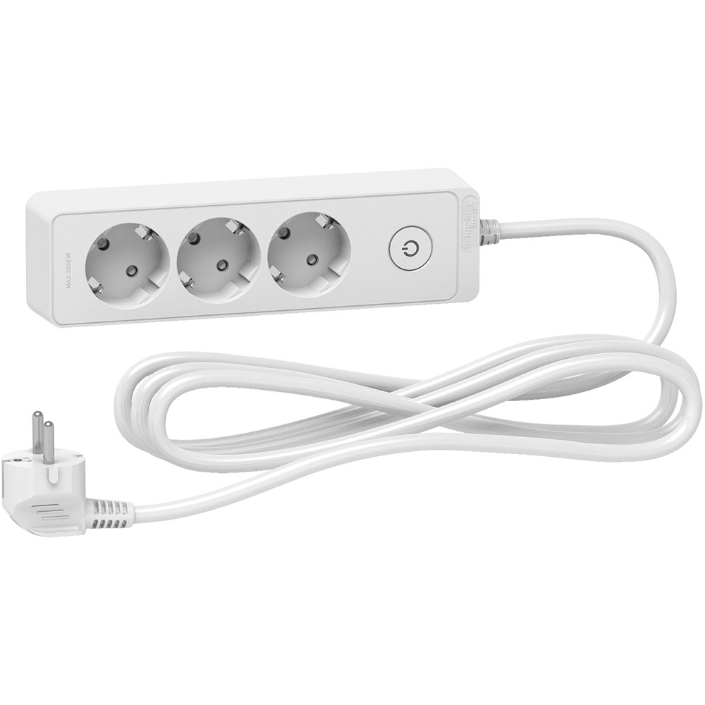 Prelungitor Schneider Unica ST9433W, 3 prize Schuko, 3m, intrerupator, alb