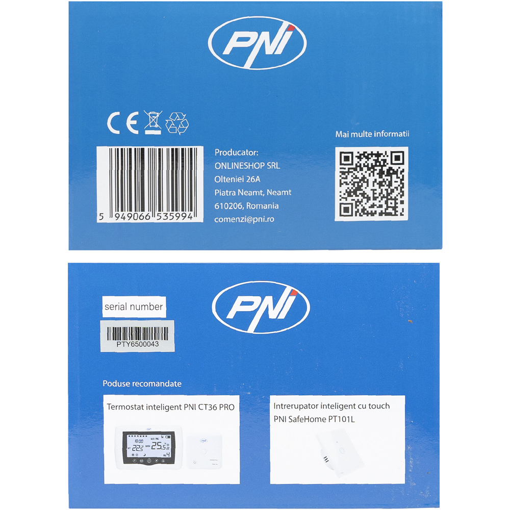 Yala inteligenta PNI SafeHome PTY6526, amprenta, cod, tag, aplicatie Tuya Smart