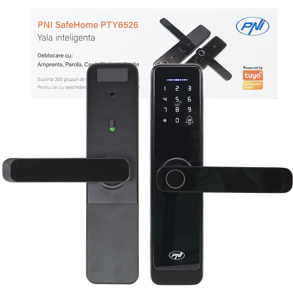 Yala inteligenta PNI SafeHome PTY6526, amprenta, cod, tag, aplicatie Tuya Smart