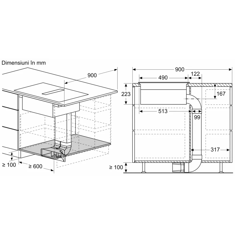 Plita incorporabila cu hota integrata BOSCH PVQ731H26E, Inductie, 4 arzatoare, Touch control, negru