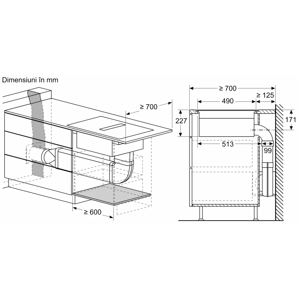 Plita incorporabila cu hota integrata BOSCH PXX801D67E, Inductie, 4 arzatoare, Touch control, negru