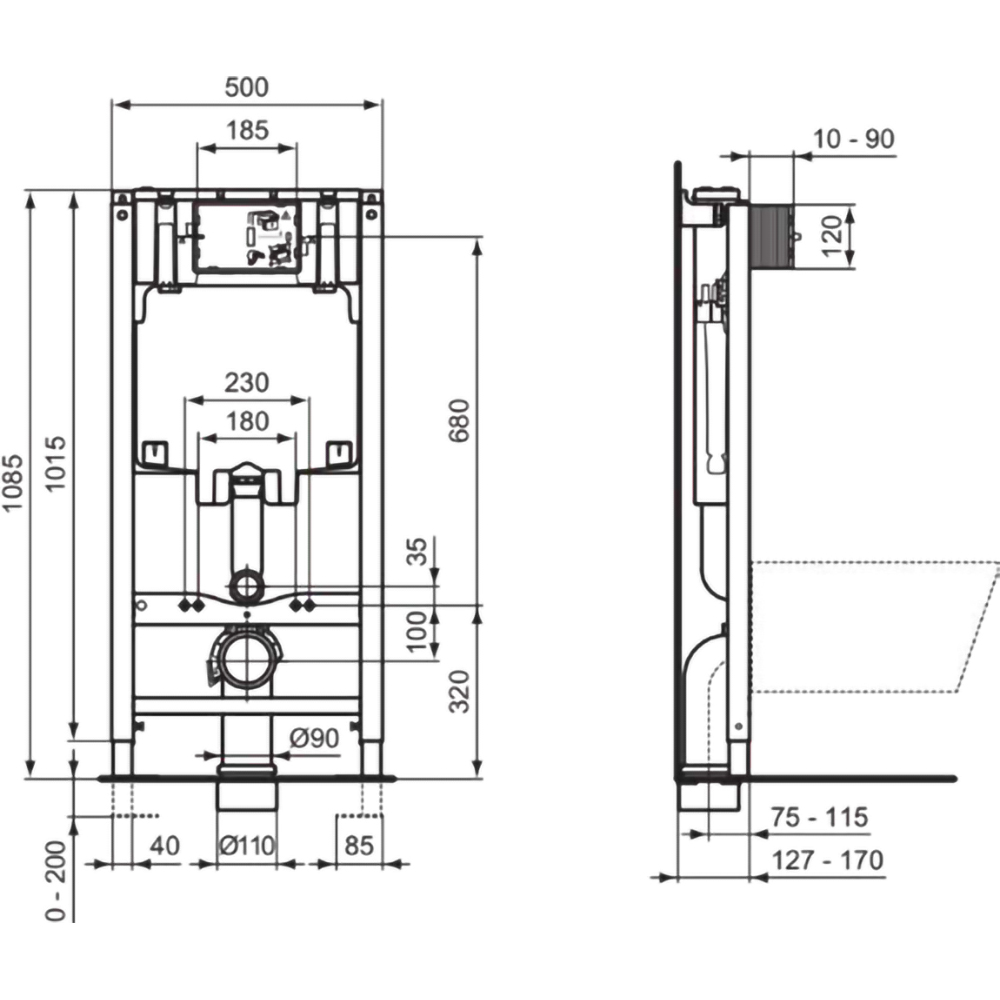 Set rezervor WC incastrat IDEAL STANDARD Prosys R046567, 3-6 l, alb