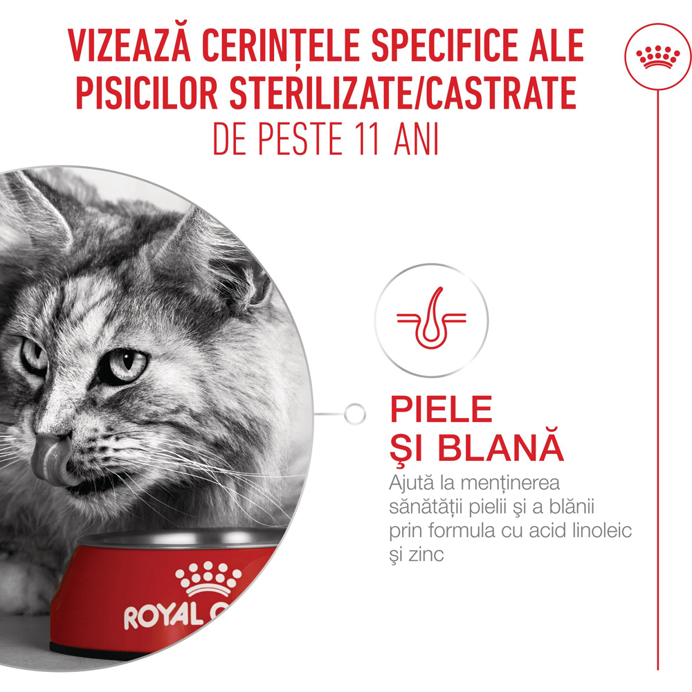 Hrana uscata pentru pisici ROYAL CANIN FHN Sterilised 11+, Senior, Pasare, 400 g