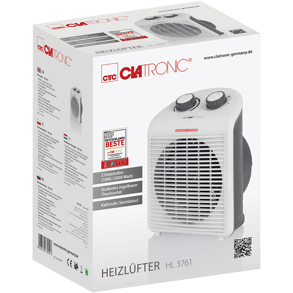 Aeroterma CLATRONIC HL3761, 2 trepte viteza, 2000W, argintiu