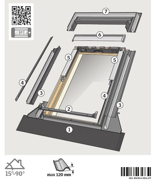 Rama etansare VELUX EDW 1000, 50 x 138 cm, gri antracit