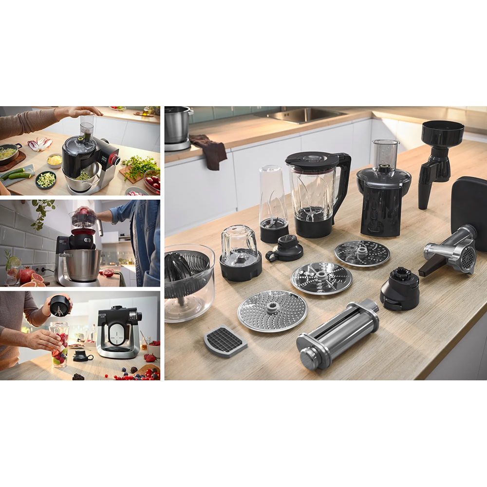 Robot de bucatarie BOSCH Seria 6 MUMS6ZS00, vas 5.5l, 1600W, 7 trepte viteza, negru-argintiu