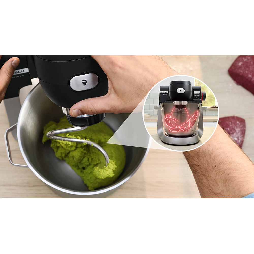 Robot de bucatarie BOSCH Seria 6 MUMS6ZS00, vas 5.5l, 1600W, 7 trepte viteza, negru-argintiu