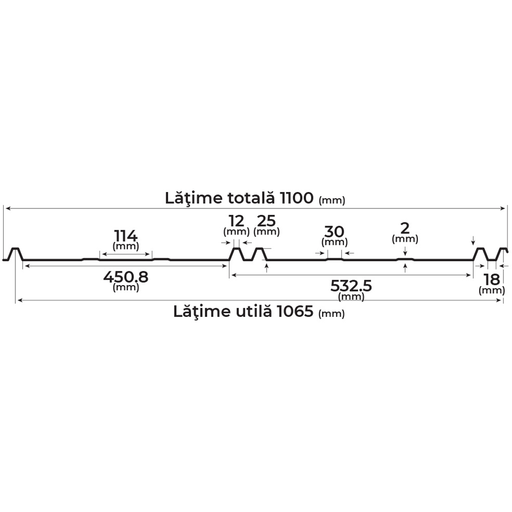 Tabla faltuita BILKA RetroDuo, gri mat (RAL 7024), 0.5 mm, 100 x 110 cm