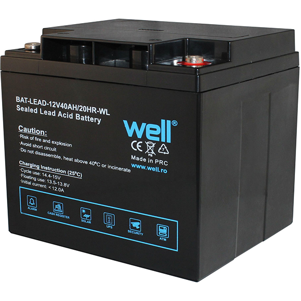 Acumulator plumb acid  WELL BAT-LEAD-12V40AH-WL, 12V, 40 Ah 