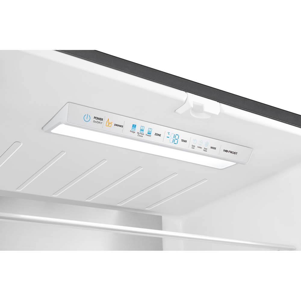 Side by Side HISENSE RF540N4WFE, Total No Frost, 480 l, H 182 cm, Clasa E, Dozator apa, negru