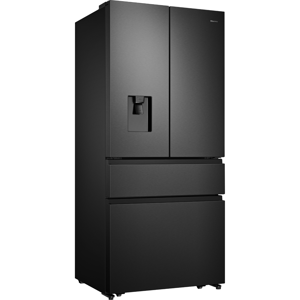 Side by Side HISENSE RF540N4WFE, Total No Frost, 480 l, H 182 cm, Clasa E, Dozator apa, negru