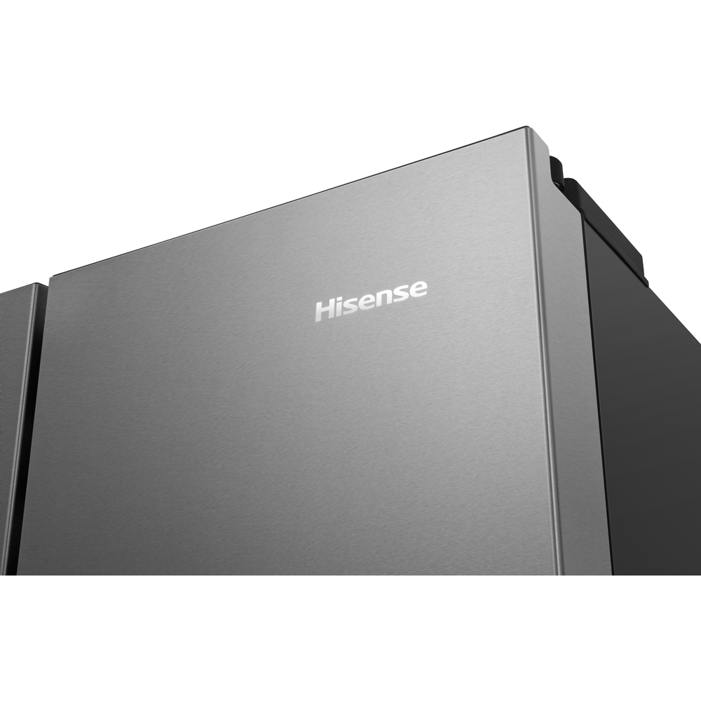 Side by Side HISENSE RF540N4WIE, Total No Frost, 480 l, H 182 cm, Clasa E, Dozator apa, inox