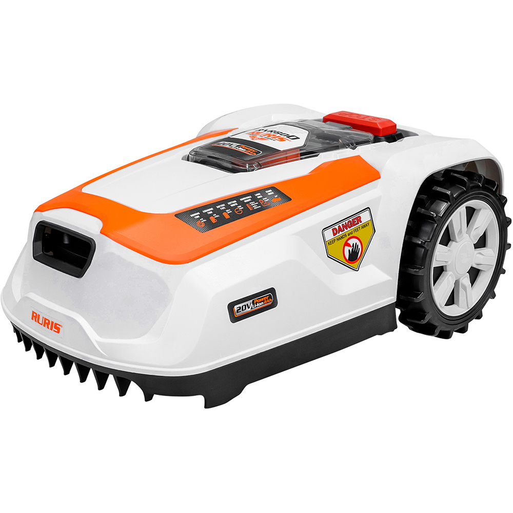Robot de tuns iarba RURIS RXR800, 800 mp, latime taiere 18 cm, autonomie 40 min, alb