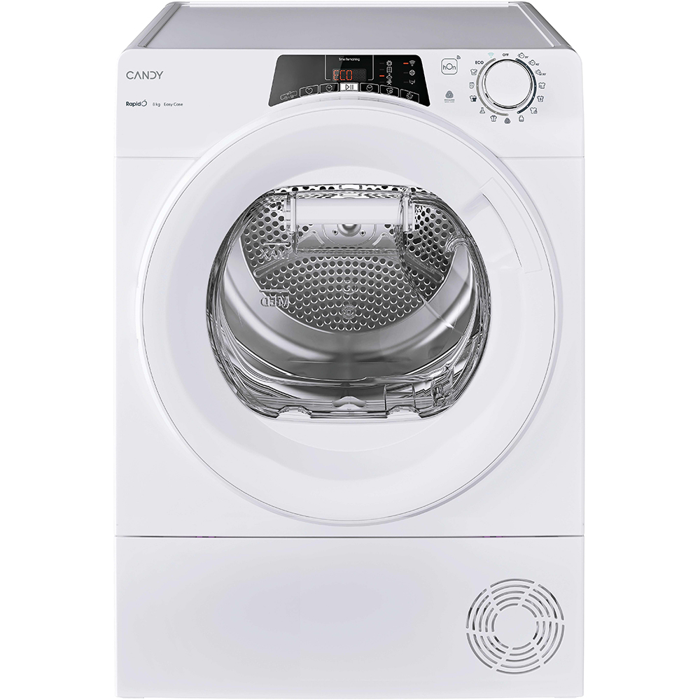 Uscator de rufe CANDY RO EH8N2TE-S, Pompa de caldura, 8 kg, 14 programe, Clasa D, Wi-Fi, alb