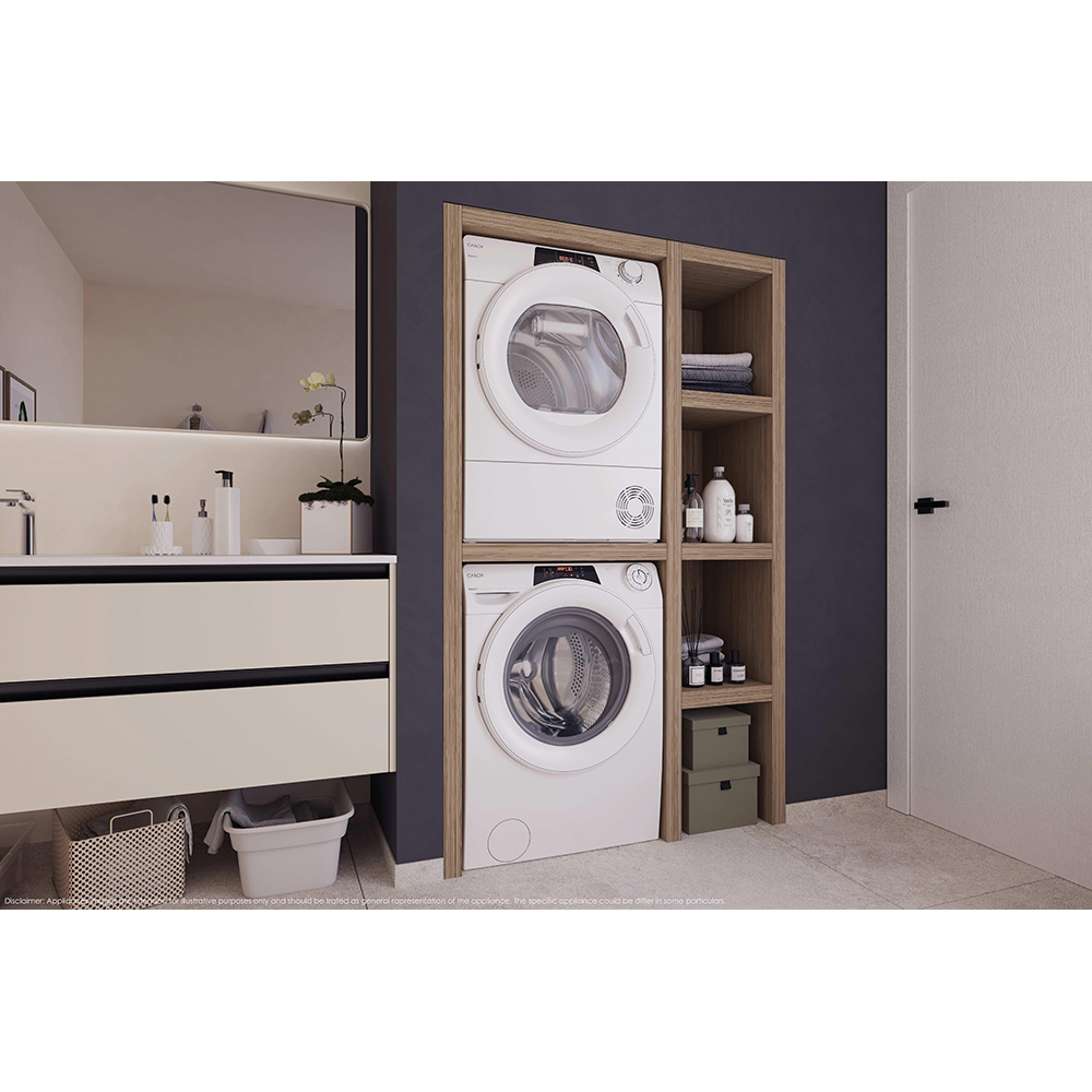 Uscator de rufe CANDY RO EH8N2TE-S, Pompa de caldura, 8 kg, 14 programe, Clasa D, Wi-Fi, alb