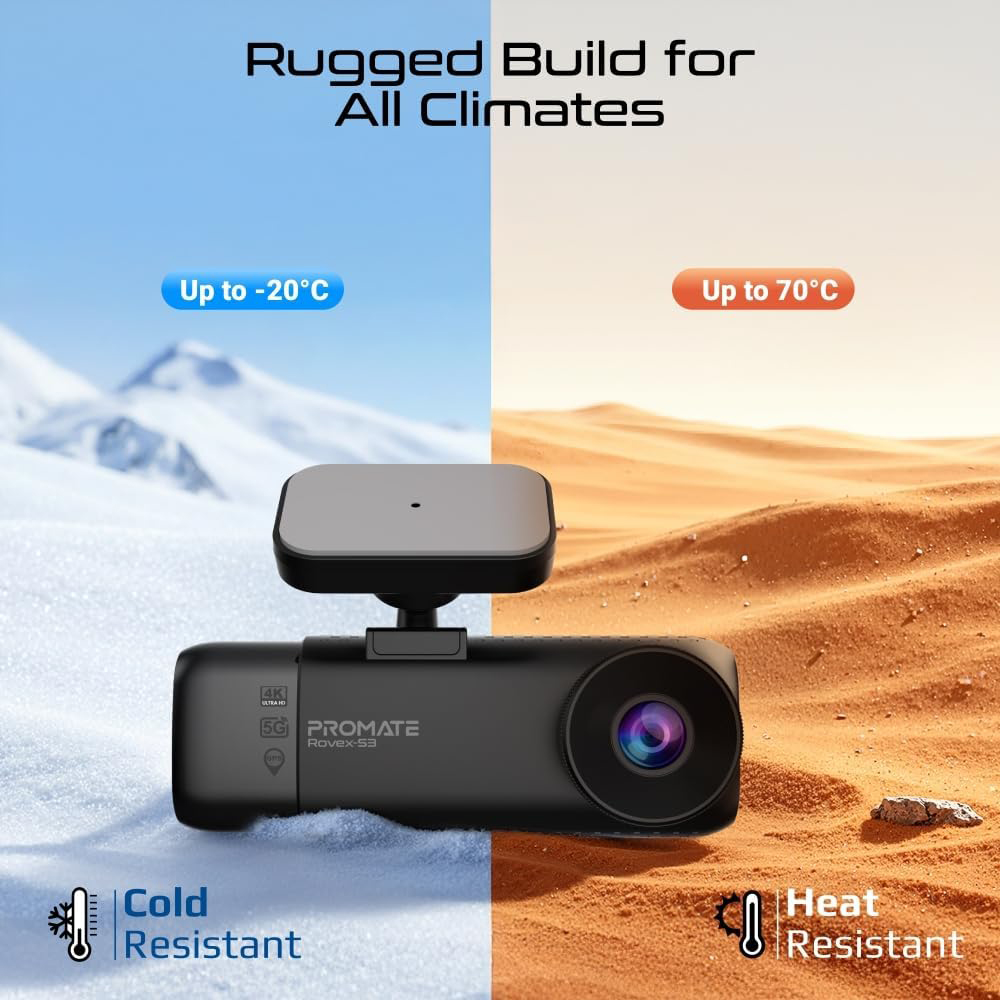 Camera auto tripla DVR PROMATE ROVEX-S3, GPS, 4K, G-Senzor, negru