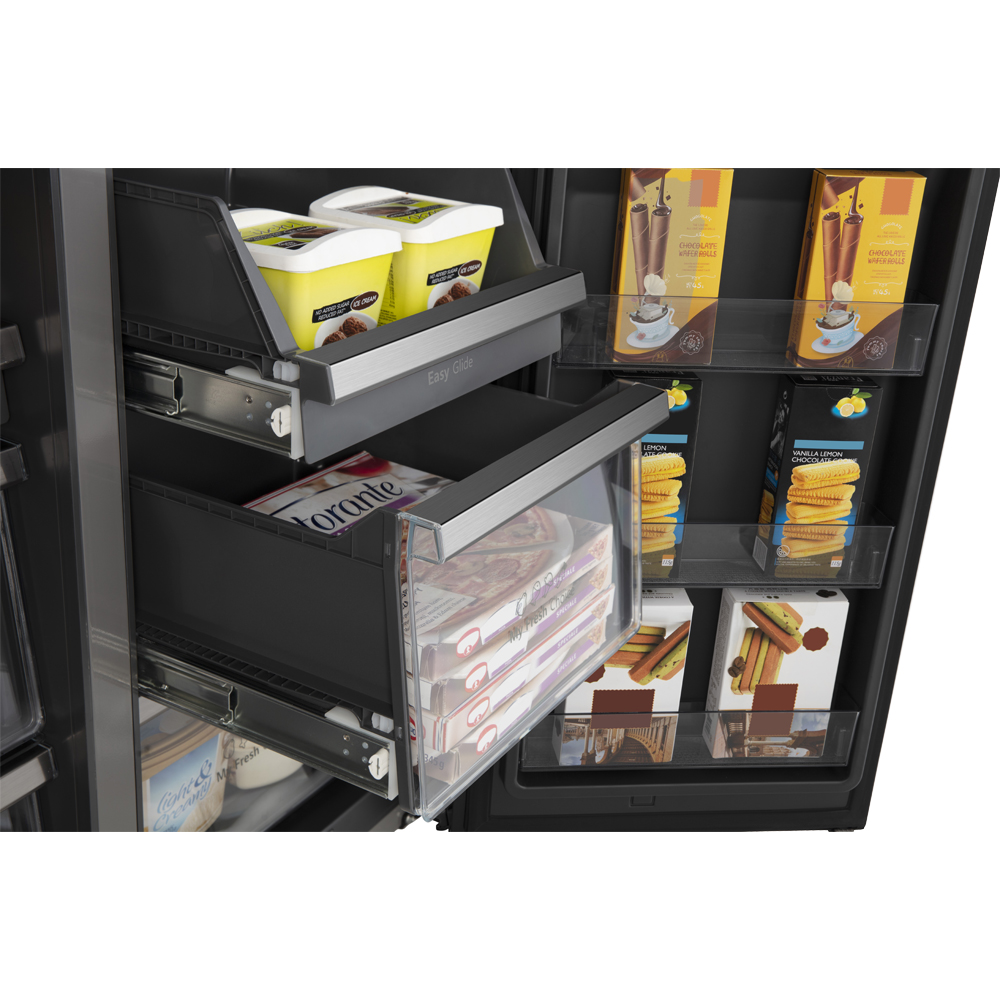 Side by Side HISENSE RQ760N4IFE, Total No Frost, 577 l, H 178.5 cm, Clasa E, Dozator apa, Wi-Fi, negru