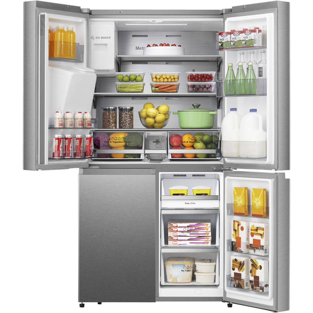 Side by Side HISENSE RQ760N4SASE, Total No Frost, 584 l, H 178.5 cm, Clasa E, Dozator apa, Wi-Fi, argintiu