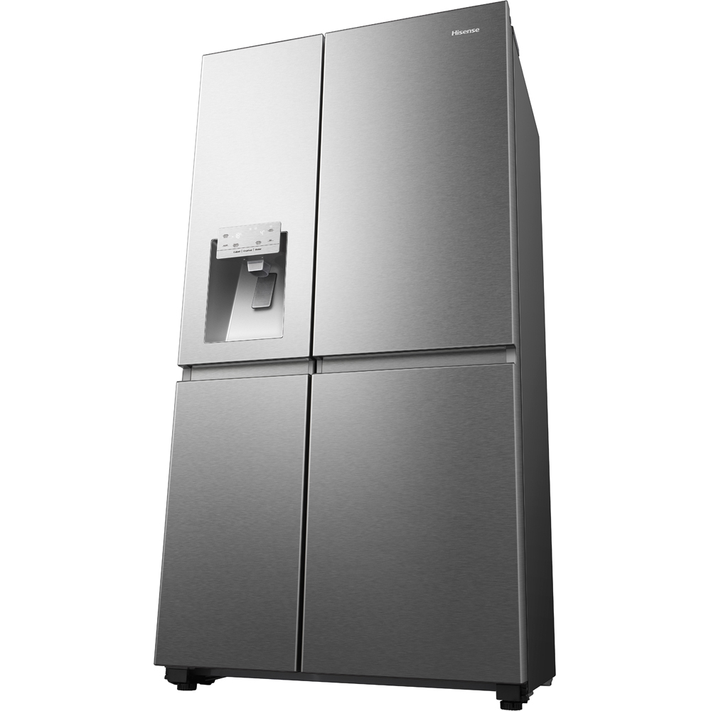 Side by Side HISENSE RS818N4TIE, Total No Frost, 632 l, H 179 cm, Clasa E, Dozator apa, Wi-Fi, argintiu