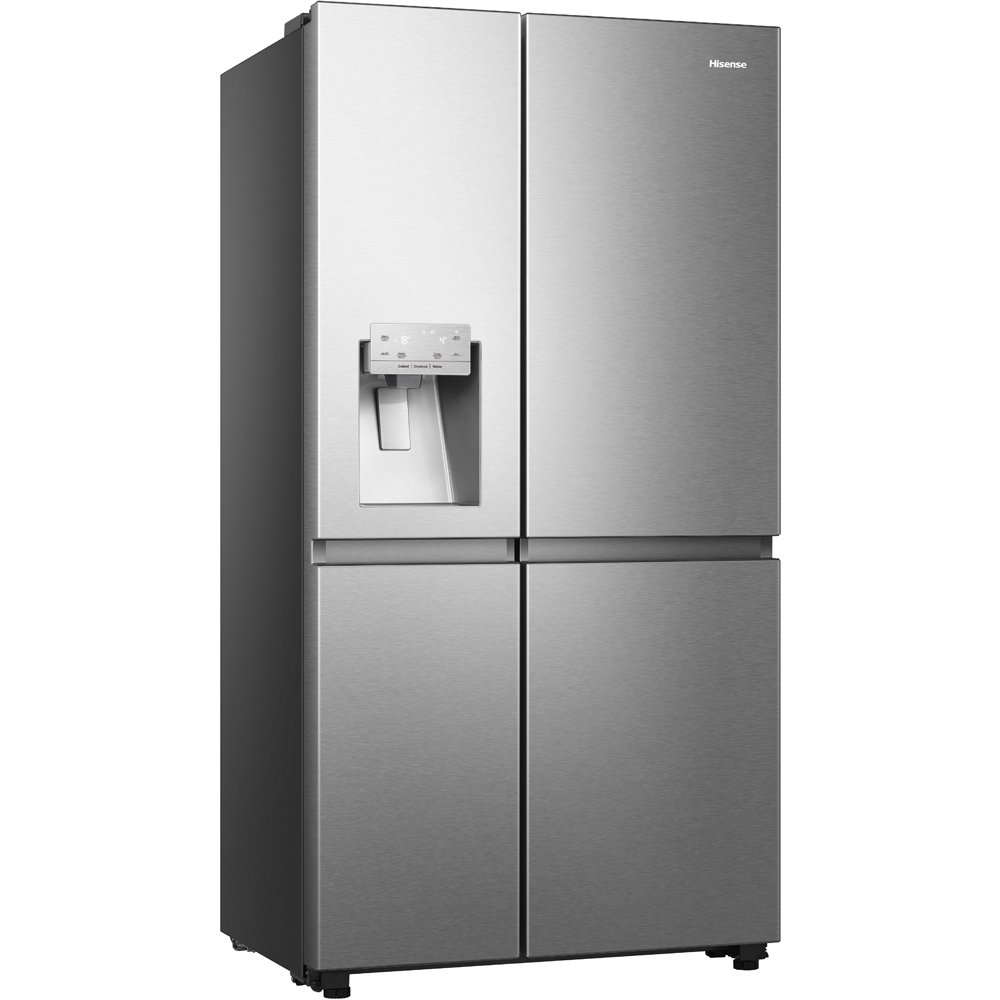 Side by Side HISENSE RS818N4TIE, Total No Frost, 632 l, H 179 cm, Clasa E, Dozator apa, Wi-Fi, argintiu