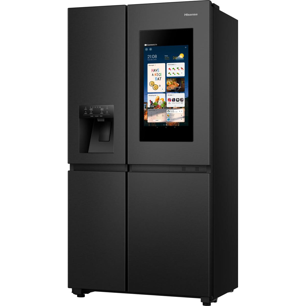 Side by Side HISENSE RS9P628GPFE, Total No Frost, 614 l, H 179 cm, Clasa E, Dozator apa, Wi-Fi, negru