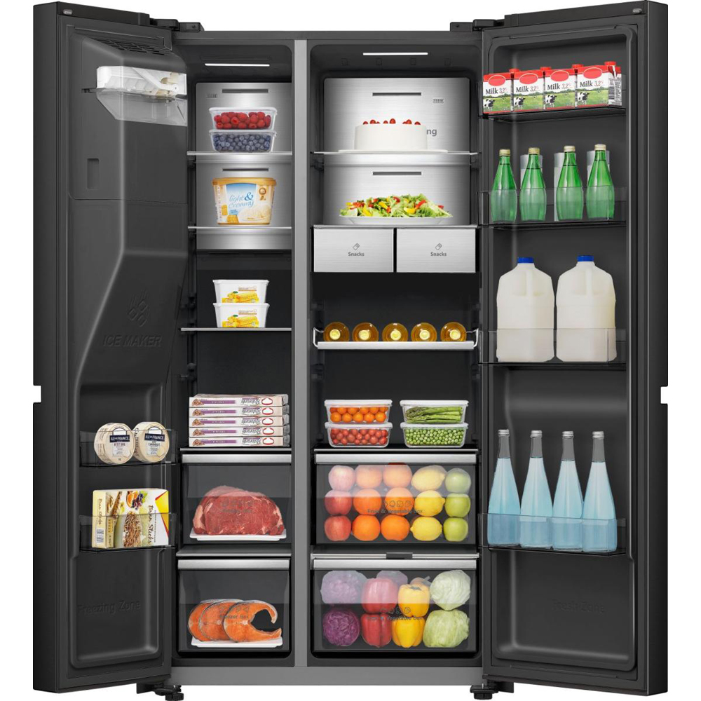 Side by Side HISENSE RS9P628GPFE, Total No Frost, 614 l, H 179 cm, Clasa E, Dozator apa, Wi-Fi, negru