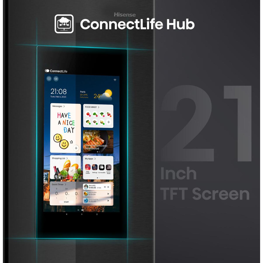 Side by Side HISENSE RS9P628GPFE, Total No Frost, 614 l, H 179 cm, Clasa E, Dozator apa, Wi-Fi, negru