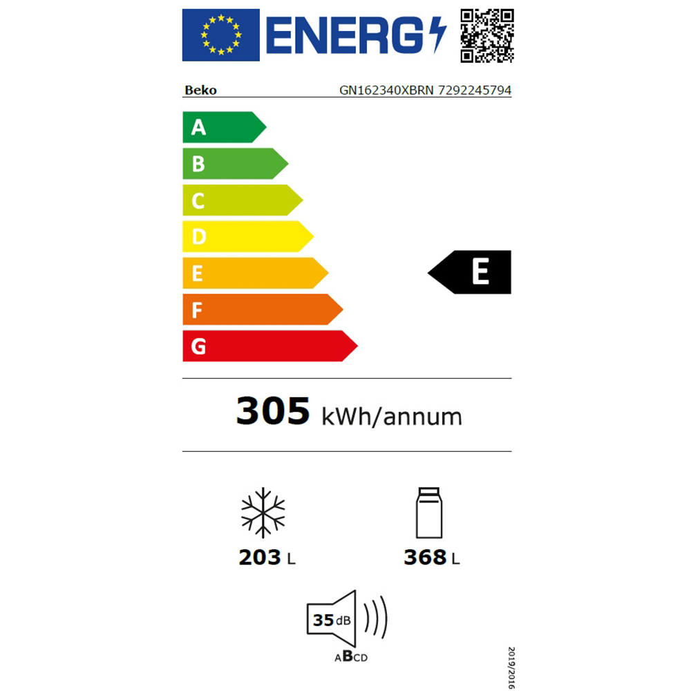 Side by Side BEKO GN162340XBRN, No Frost, 571 l, H 179 cm, Clasa E, Dozator apa, dark inox