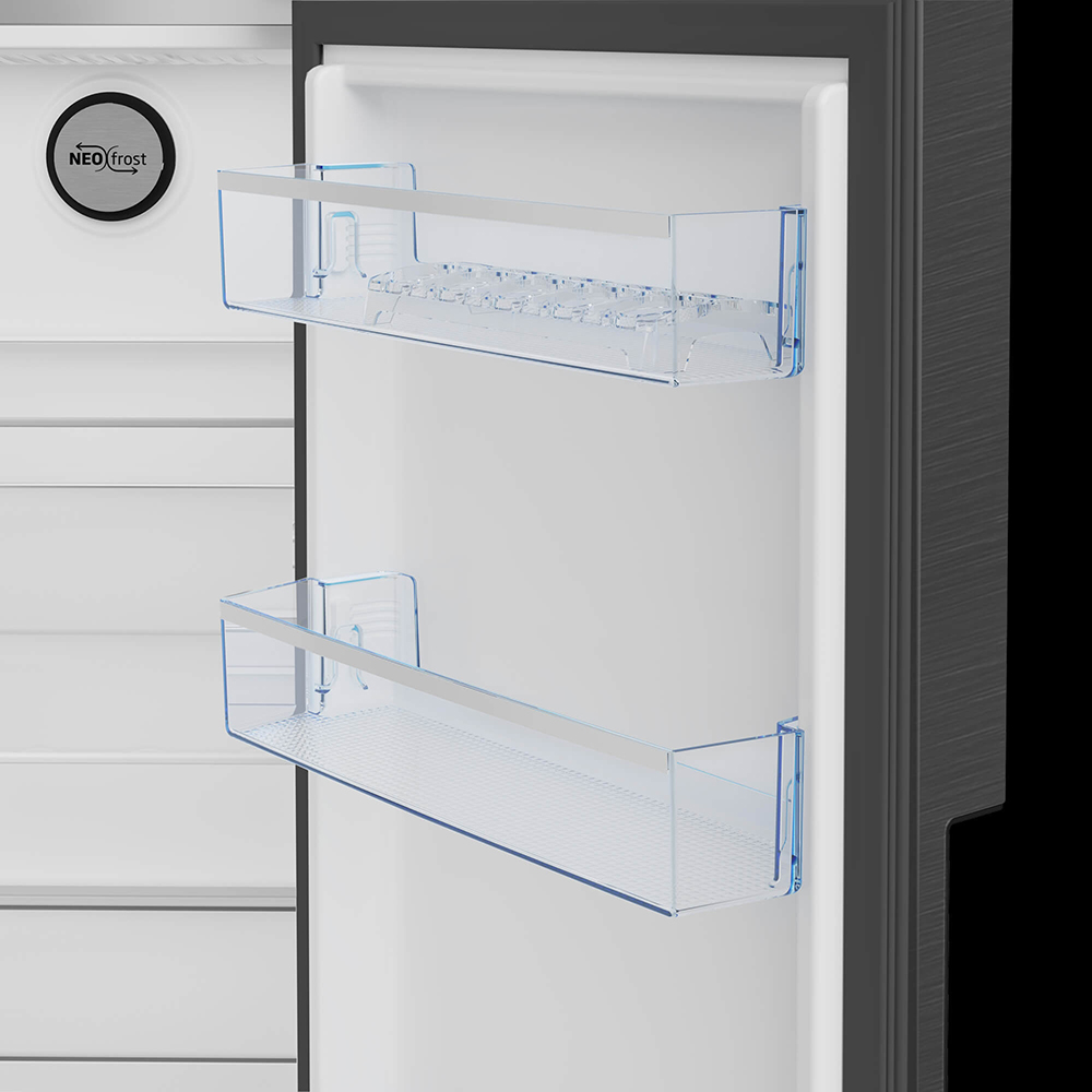 Side by Side BEKO GN162340XBRN, No Frost, 571 l, H 179 cm, Clasa E, Dozator apa, dark inox