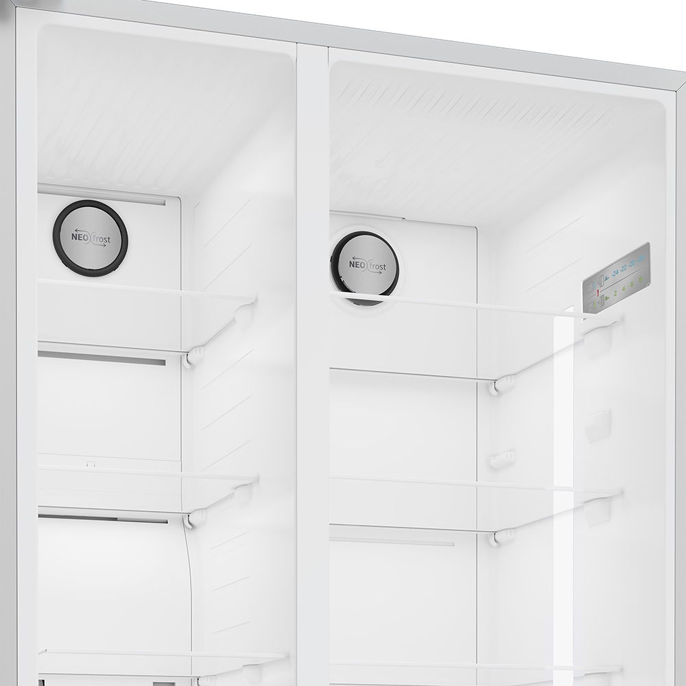 Side by Side BEKO GN163141XBN, No Frost, 593 l, H 179 cm, Clasa E, argintiu