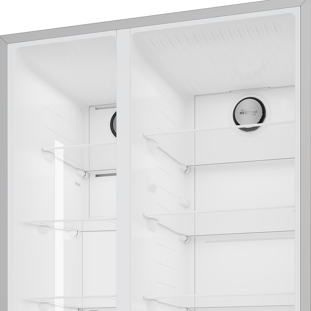 Side by Side BEKO GN163141XBN, No Frost, 593 l, H 179 cm, Clasa E, argintiu