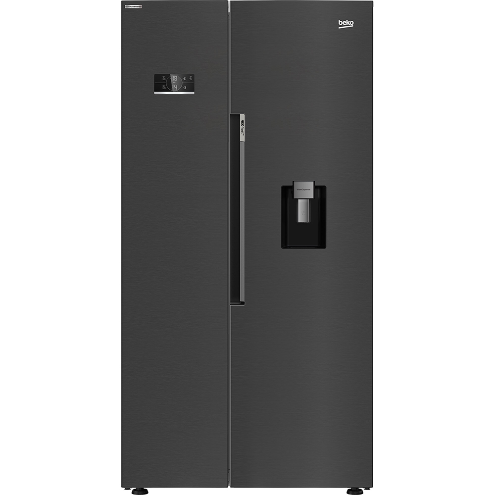 Side by Side BEKO GN163241DXBRN, NeoFrost Dual Cooling, 576 l, H 179 cm, Clasa E, Dozator apa, dark inox