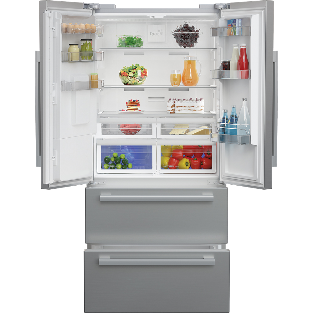 Side by Side GRUNDIG GQN1240XN, No Frost, 539 l, H 182 cm, Clasa E, Dozator apa, inox