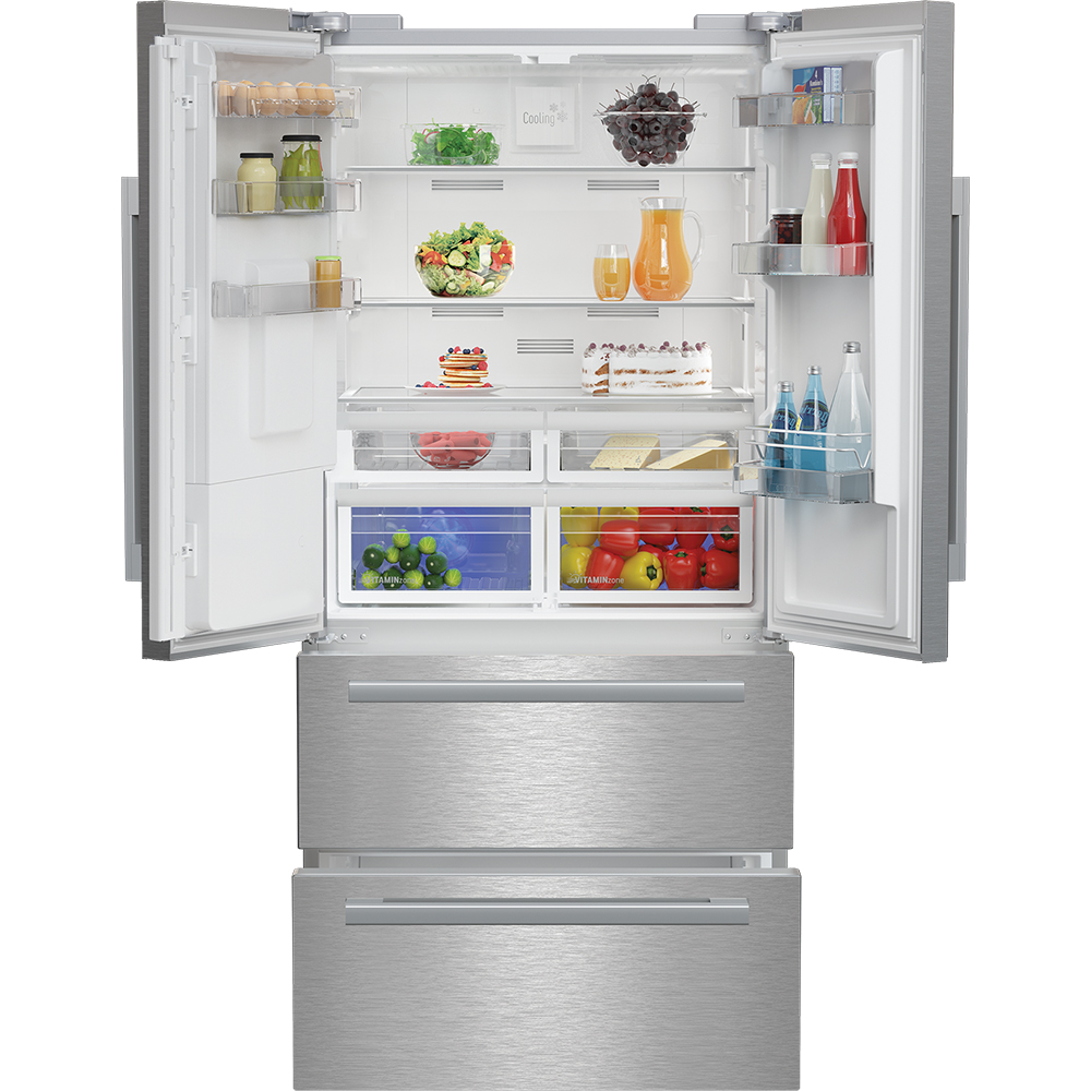 Side by Side GRUNDIG GQN1240XN, No Frost, 539 l, H 182 cm, Clasa E, Dozator apa, inox