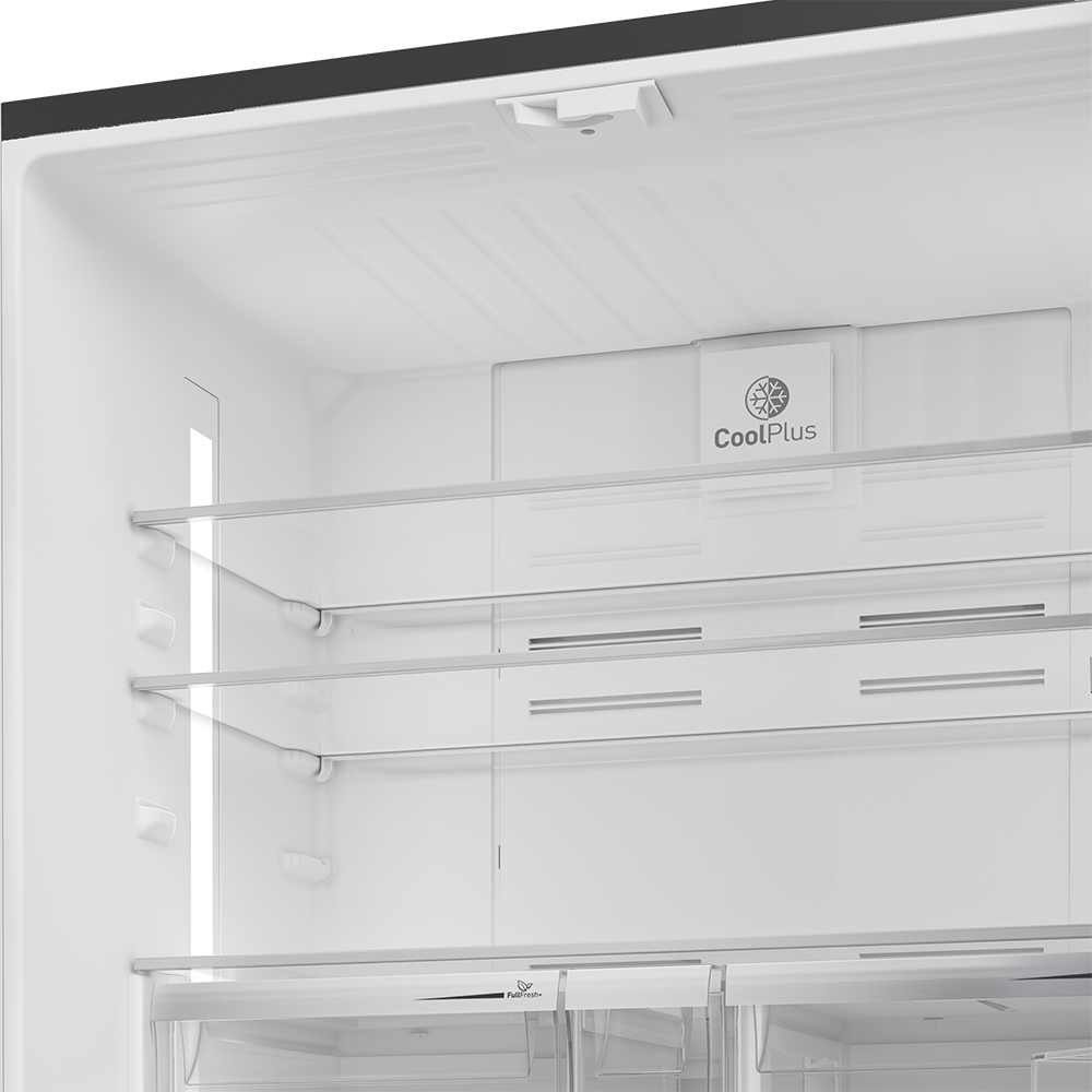 Side by Side GRUNDIG GQN21245GBN, No Frost, 572 l, H 182 cm, Clasa E, sticla neagra