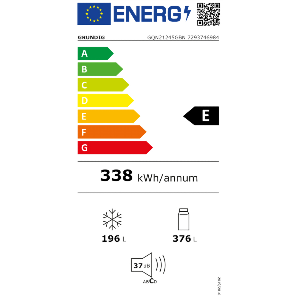 Side by Side GRUNDIG GQN21245GBN, No Frost, 572 l, H 182 cm, Clasa E, sticla neagra