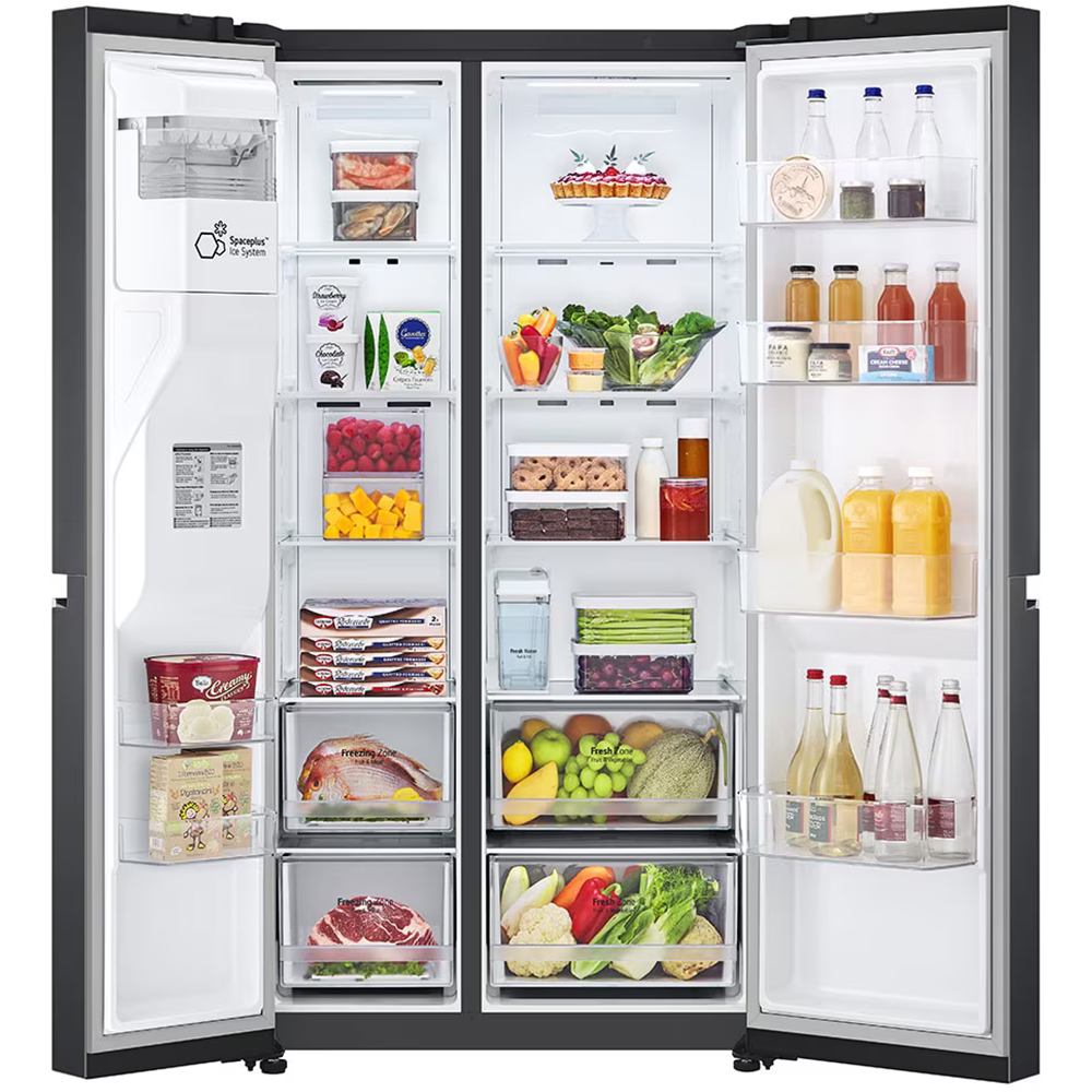 Side by Side LG GSLV71MCTD, No Frost, 635 l, H 179 cm, Clasa D, Dozator apa, negru