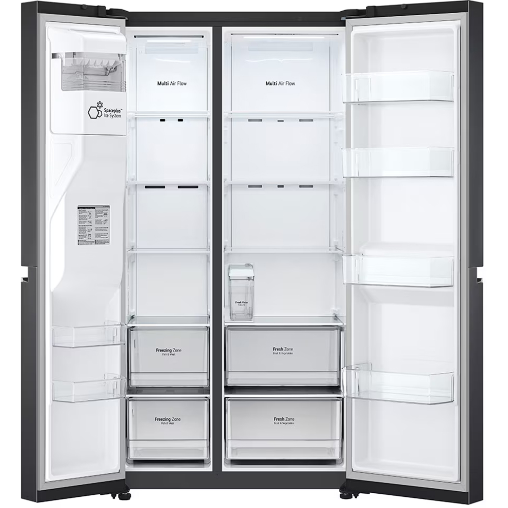 Side by Side LG GSLV71MCTD, No Frost, 635 l, H 179 cm, Clasa D, Dozator apa, negru