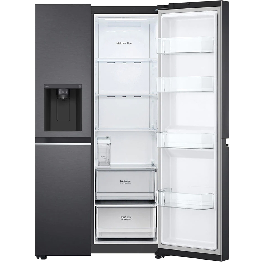 Side by Side LG GSLV71MCTD, No Frost, 635 l, H 179 cm, Clasa D, Dozator apa, negru